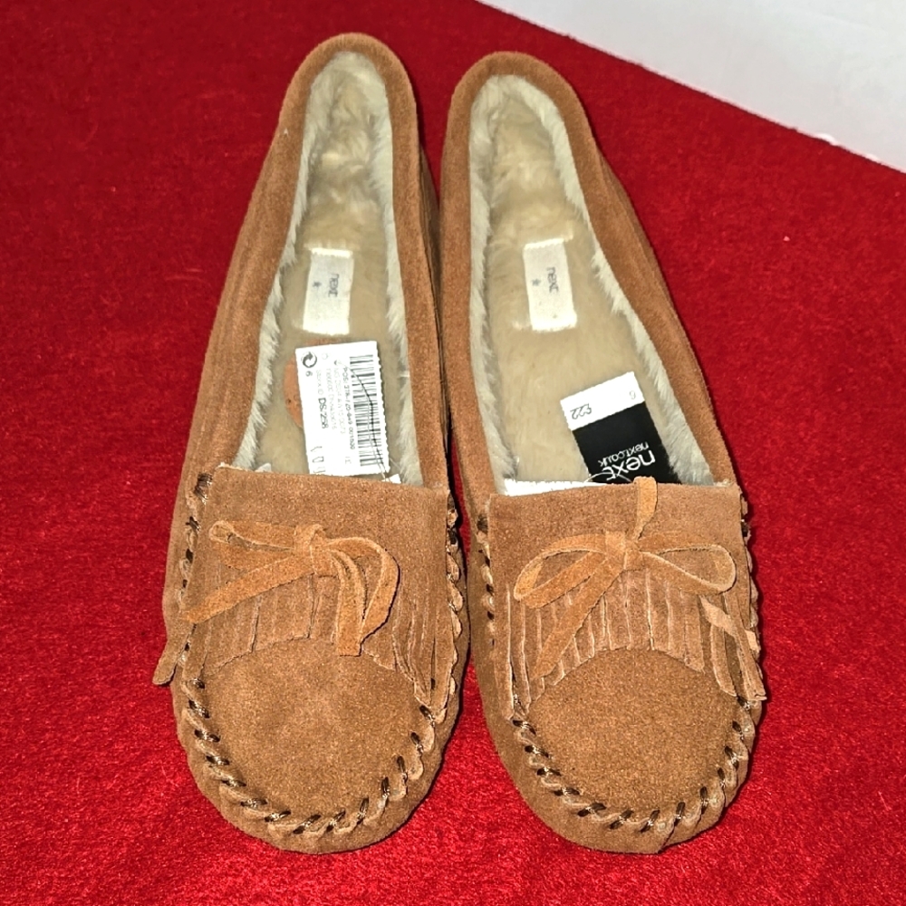 (New) Next, Suede Leather Moccasins Size 6